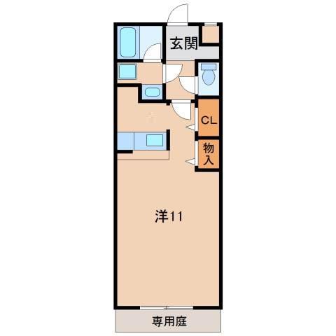 ルーチェ秋月(ワンルーム/1階)の間取り写真