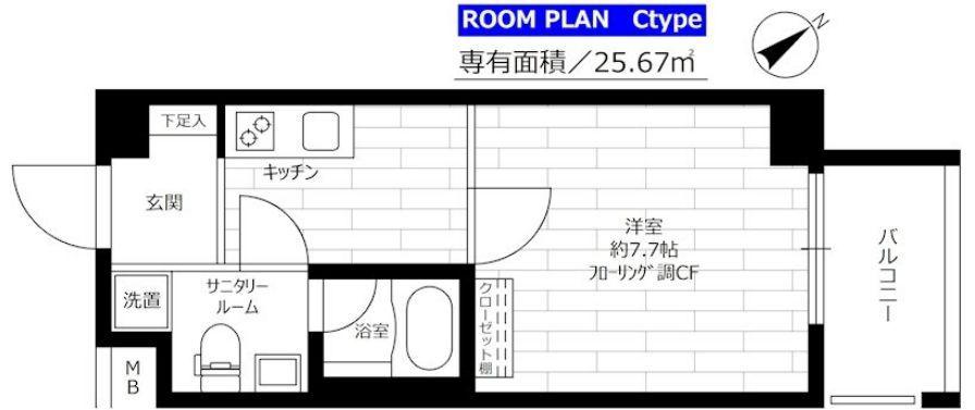 グランドコンシェルジュ立川(1K/3階)の間取り写真