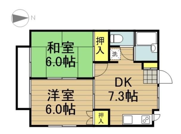 アドバンスドゥマン(2DK/1階)の間取り写真