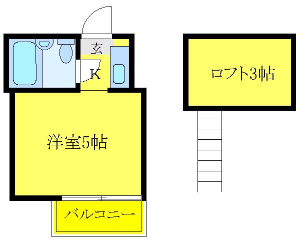 ジュネス大山(ワンルーム/2階)の間取り写真