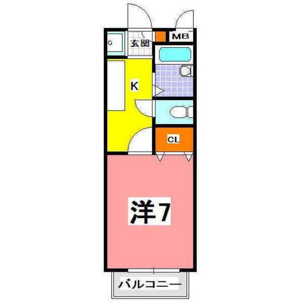 グローリー1番館(1K/1階)の間取り写真