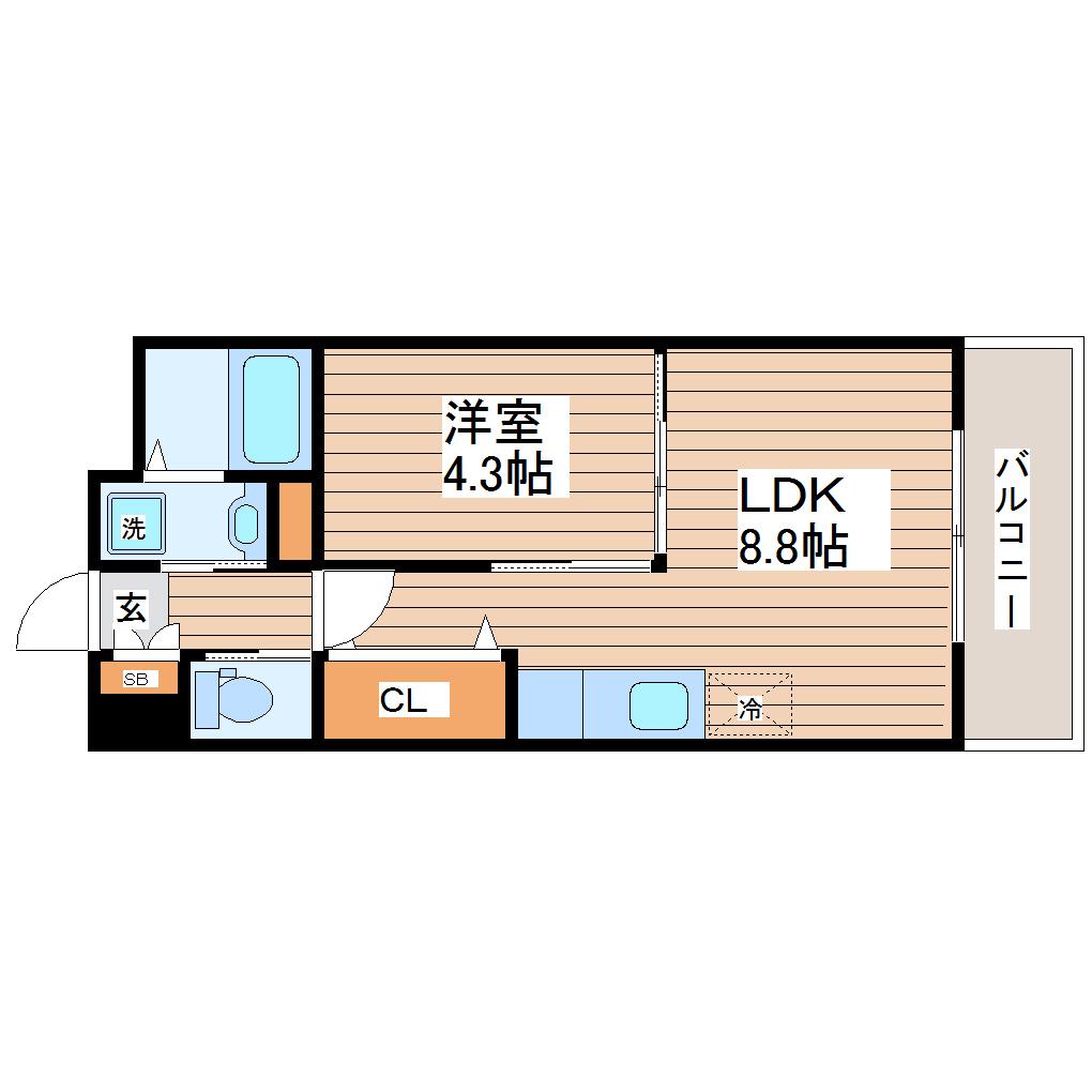 JR仙石線 榴ケ岡駅 徒歩7分 3階建 築10年(1LDK/3階)の間取り写真