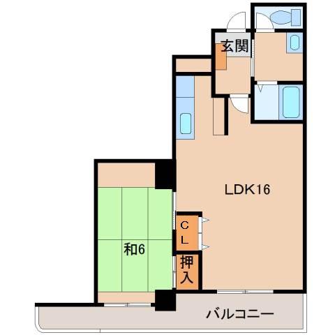 グランメール美園(1LDK/8階)の間取り写真