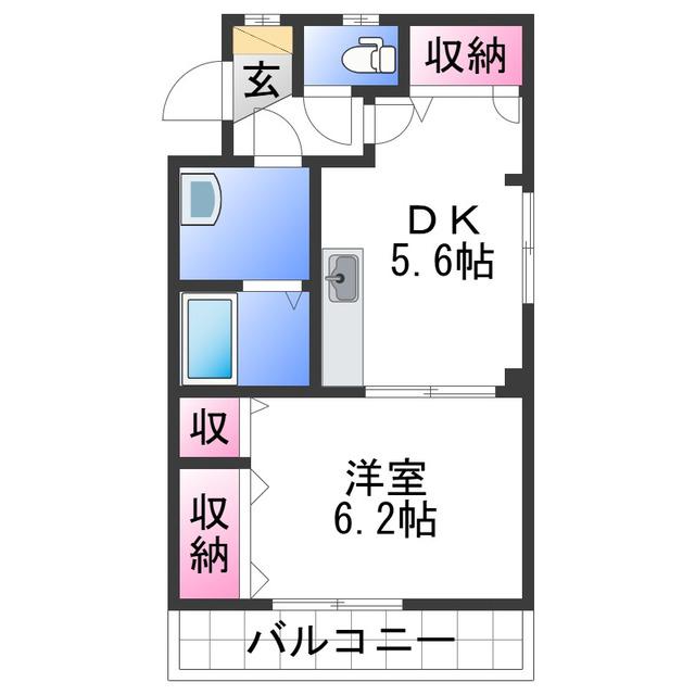 シャトー雅(1DK/2階)の間取り写真