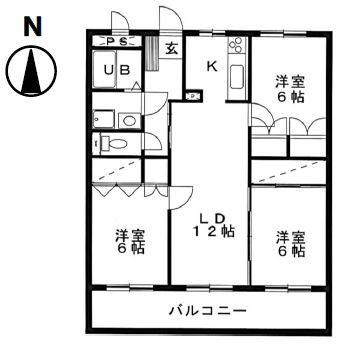 パームハイツⅡ(3LDK/2階)の間取り写真