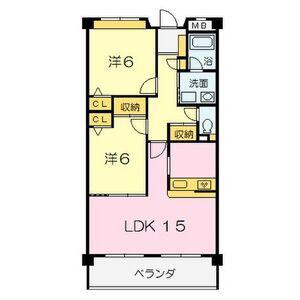 名鉄豊田線 米野木駅 徒歩67分 3階建 築23年(2LDK/2階)の間取り写真