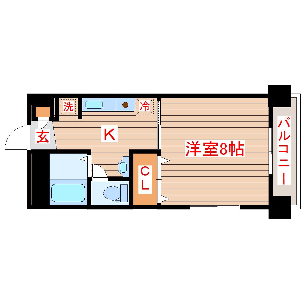 エビスヤパークサイド(1K/4階)の間取り写真