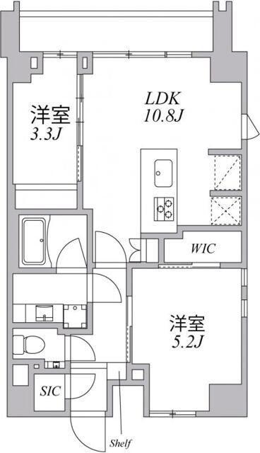 アジールコート麻布十番(2LDK/6階)の間取り写真
