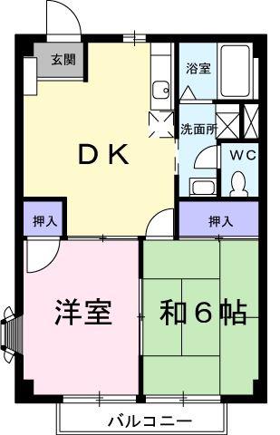 メゾンエクセルKB(2DK/1階)の間取り写真