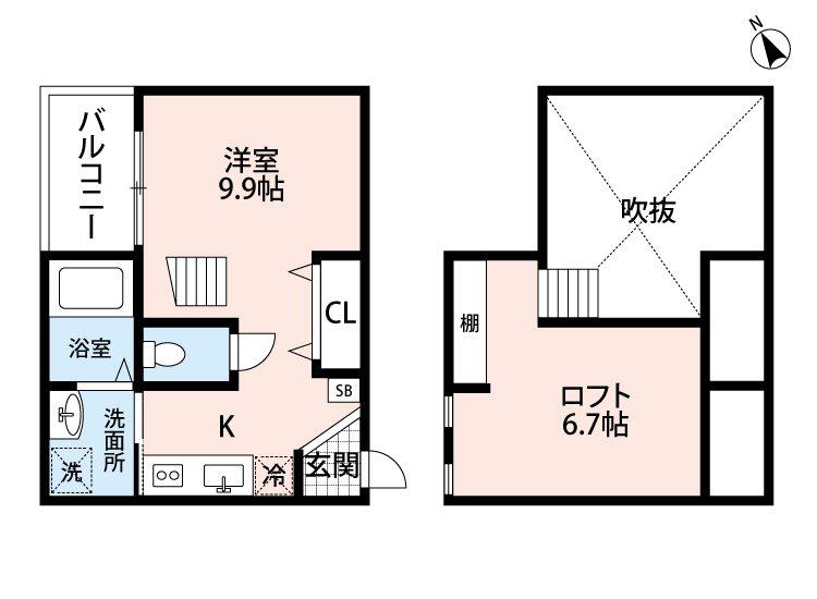 CHALEUR上小田井(ワンルーム/2階)の間取り写真
