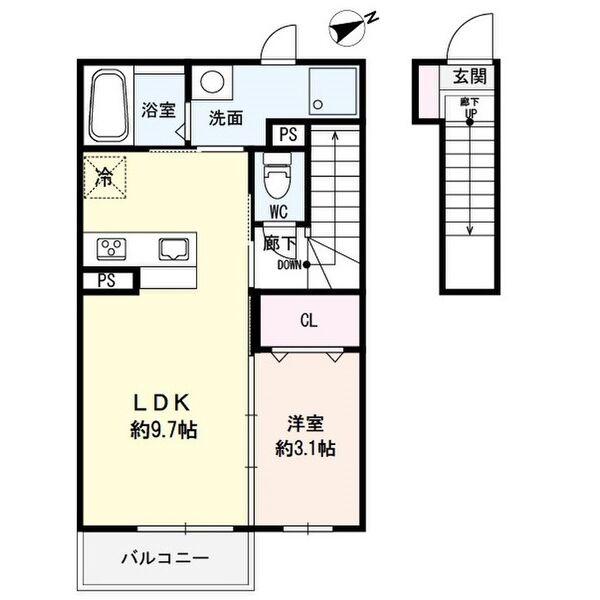 DエラングラースH仙台宮町(1LDK/2階)の間取り写真