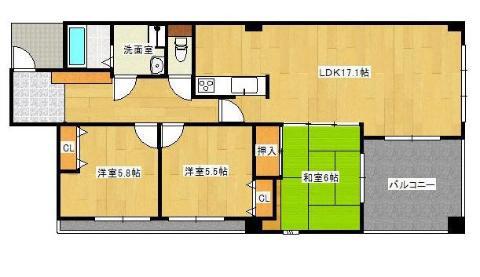 港町ジー・アンド・ピー(3LDK/4階)の間取り写真