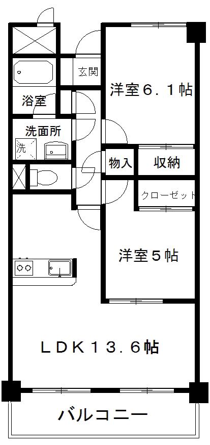 ビューイーストヒルズ(2LDK/1階)の間取り写真