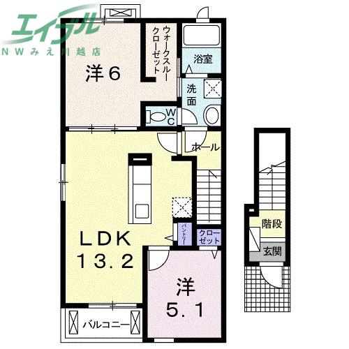 グリーンビラ C(2LDK/2階)の間取り写真