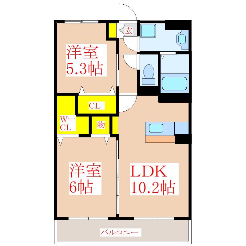 エトワール(2LDK/2階)の間取り写真