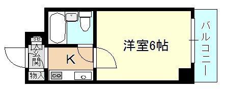 グラシア松屋町(1K/2階)の間取り写真