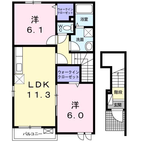 サンリットハウス A(2LDK/2階)の間取り写真
