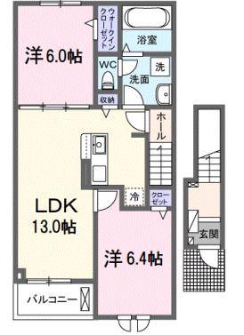 ラヴィベールアイ I(2LDK/2階)の間取り写真