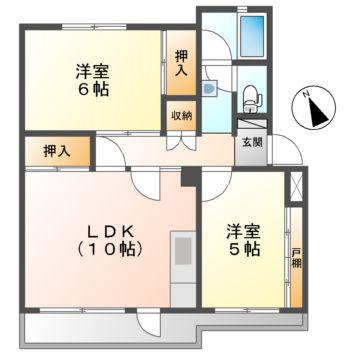 青木マンション(2LDK/2階)の間取り写真
