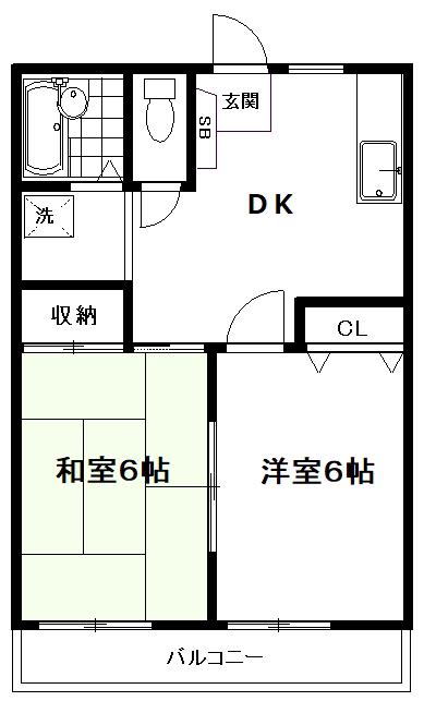 メゾンメヌエット(2DK/2階)の間取り写真