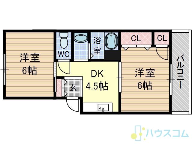 グリーンハイム(2DK/1階)の間取り写真