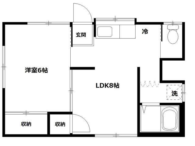 鈴野荘(1LDK/1階)の間取り写真