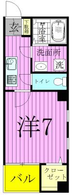 アンプルールフェールスリーズ(1K/4階)の間取り写真