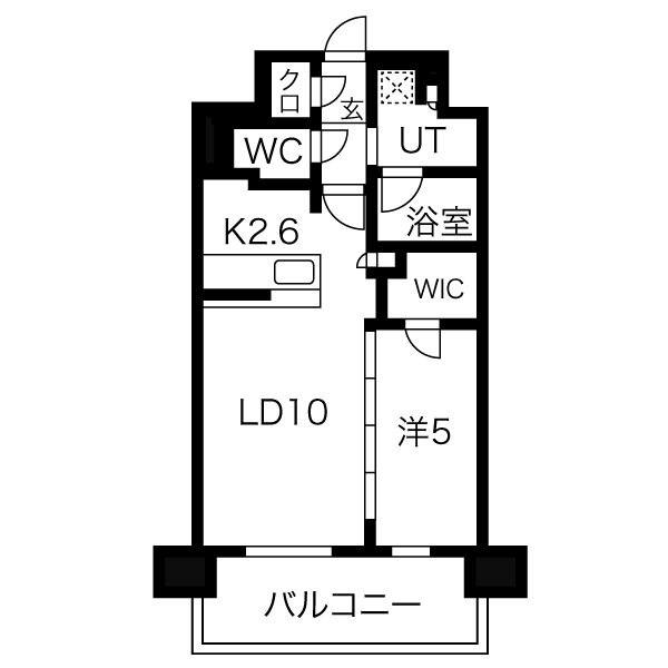 ミュプレ上前津(1LDK/13階)の間取り写真