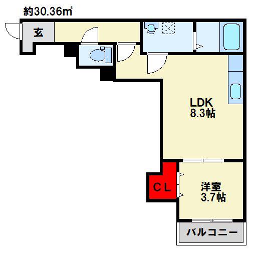 CRECIA楠木(1LDK/3階)の間取り写真