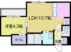PRESCELTO朝日町(1LDK/2階)の間取り写真