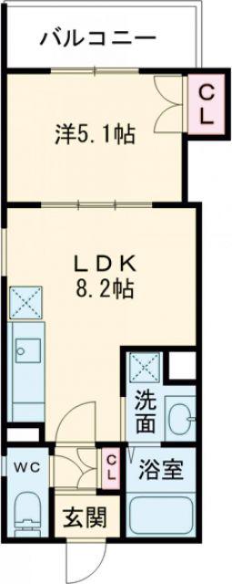 クリエオーレ牧野本町(1LDK/1階)の間取り写真