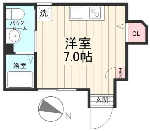 キャスティア目黒柿の木坂(ワンルーム/1階)の間取り写真