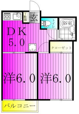 グランデュール永井B(2DK/1階)の間取り写真