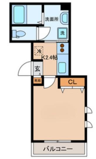 LOUIS南台(1K/2階)の間取り写真