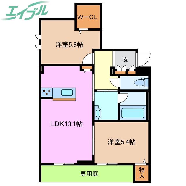 シャーメゾン ラ テラ(2LDK/1階)の間取り写真