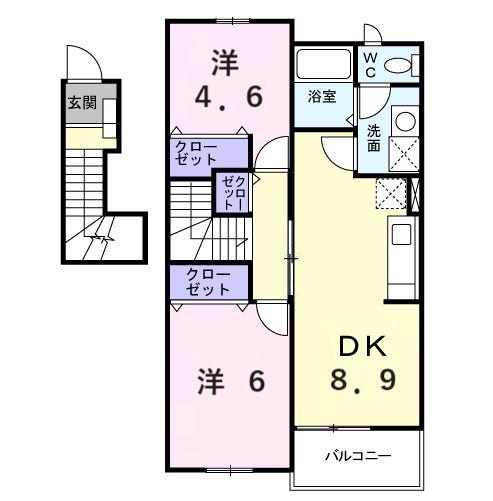 シャルマンB(2DK/2階)の間取り写真