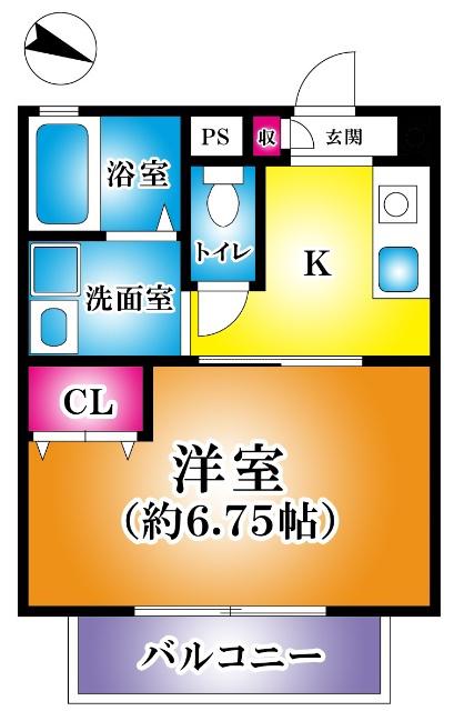 フォルトゥーナ(1K/2階)の間取り写真