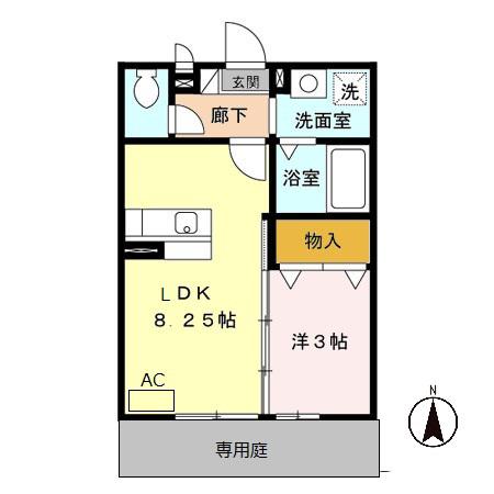 リーベC(1LDK/1階)の間取り写真