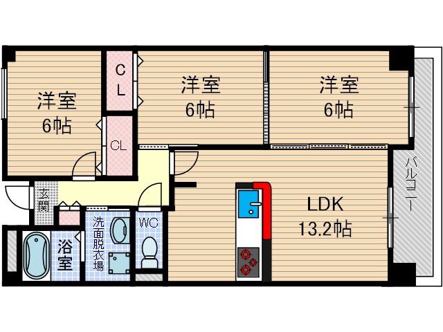 リアライズ安威(3LDK/5階)の間取り写真