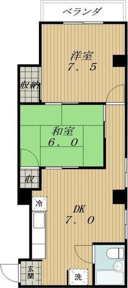 コーポ鏡島(2DK/3階)の間取り写真