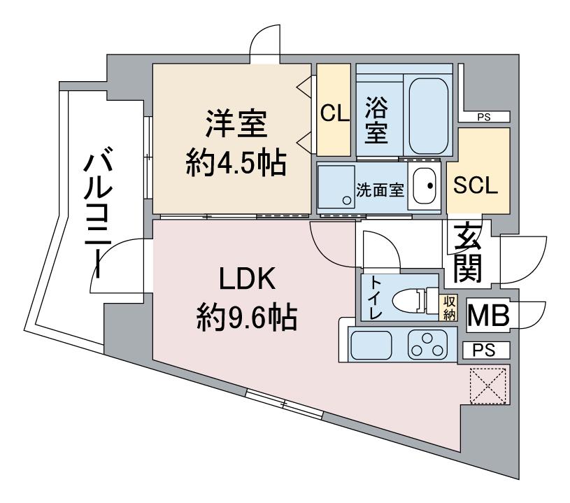 REVELER OSU(1LDK/9階)の間取り写真