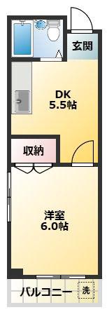 白山第四ビル(1DK/4階)の間取り写真