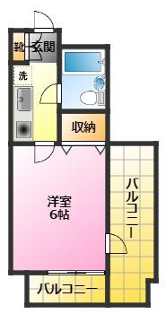 クレスト小杉(1K/4階)の間取り写真