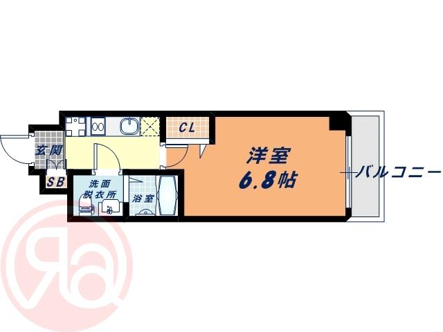 ラシュレエグゼ難波西(1K/5階)の間取り写真
