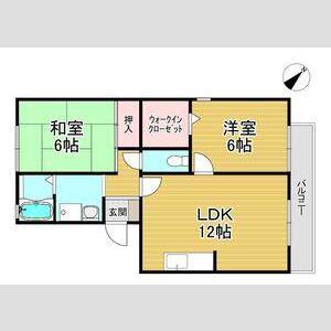 フォンテーヌII(2LDK/1階)の間取り写真