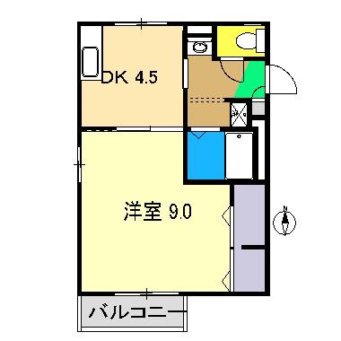 メリアブルク(1DK/1階)の間取り写真