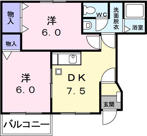 サンセールY B(2DK/1階)の間取り写真