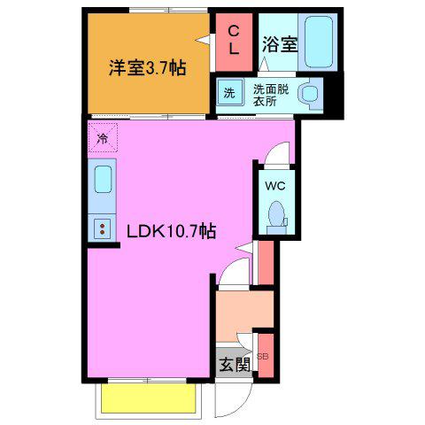 HERUCULE(1LDK/1階)の間取り写真