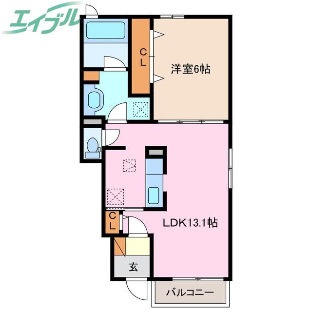 ベルハウス尾平(1LDK/1階)の間取り写真
