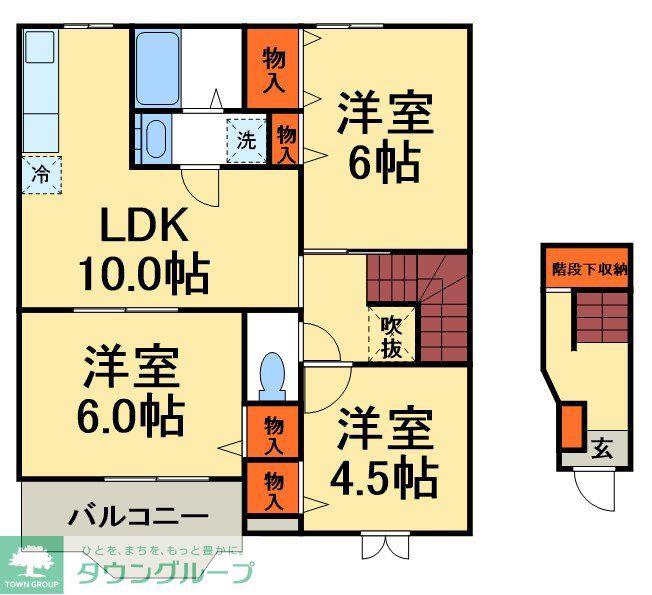 アヴニ-ルB(3LDK/2階)の間取り写真
